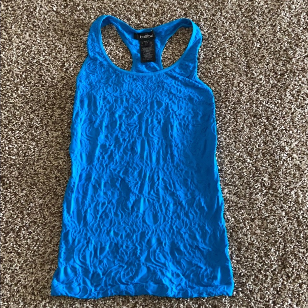 Blue racer back stretchy tank